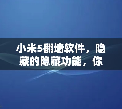 小米5<strong>翻墙</strong>软件，隐藏的隐藏功能，你是否需要它？