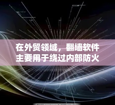 在外贸领域,<strong>翻墙</strong>软件主要用于绕过内部防火墙或在需要访问特定外部网络时进行文件传输或访问。以下是几种适合外贸的<strong>翻墙</strong>软件及其适用场景