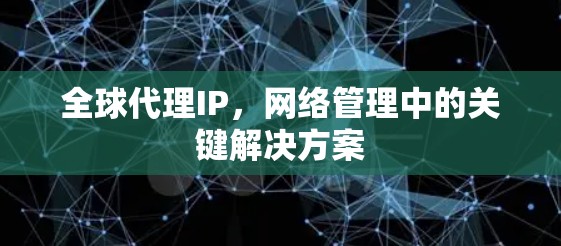 全球代理IP,网络管理中的关键解决方案