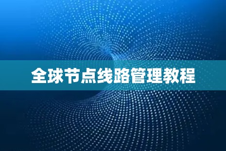 全球节点线路管理教程