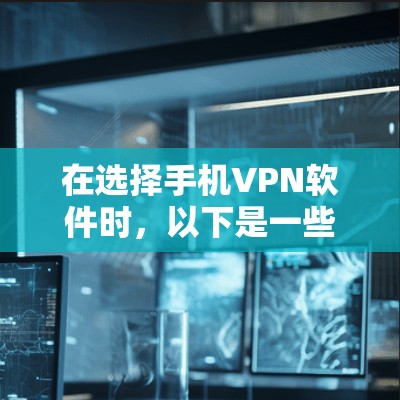 在选择手机VPN软件时，以下是一些关键点和推荐，帮助你做出明智的选择