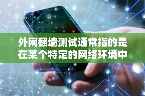 外网<strong>翻墙</strong>测试通常指的是在某个特定的网络环境中（称为外网）尝试使用外部网络的资源，如IP地址、文件存储、Web服务器等。这种测试旨在确认外部网络是否被允许访问，以及使用外部网络是否符合安全和合规的条件