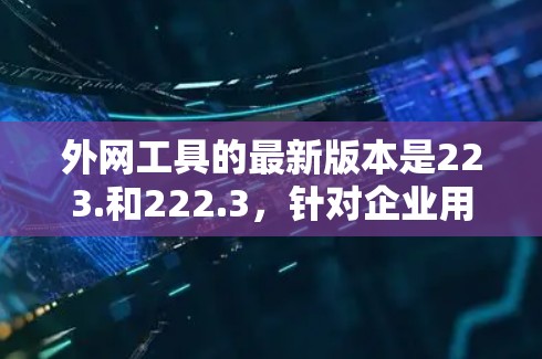 外网工具的最新版本是223.和222.3,针对企业用户提供功能丰富、兼容性和优化的解决方案。以下是它们的主要功能对比和特点