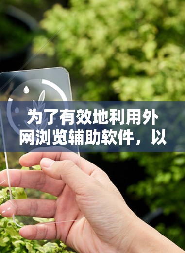 为了有效地利用外网浏览辅助软件,以下是一个结构化的学习计划